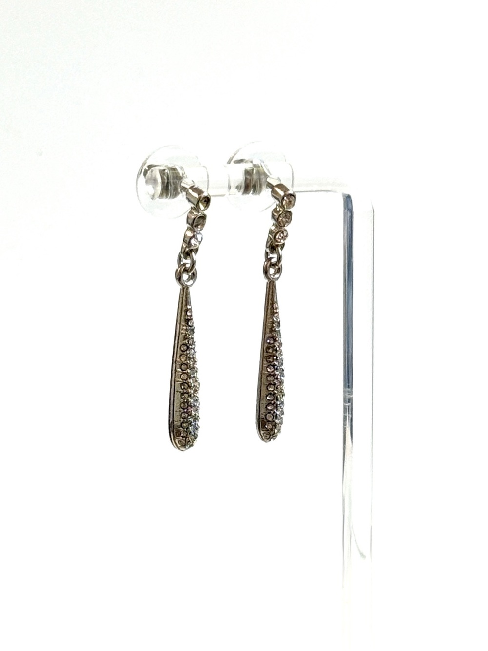 Neiman Marcus Silver Crystal Pavé Teardrop Earrings NWT - Picture 2 of 6